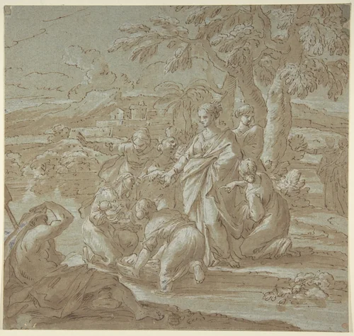 The Finding of Moses by Luigi Garzi, drawing, 1638-1721