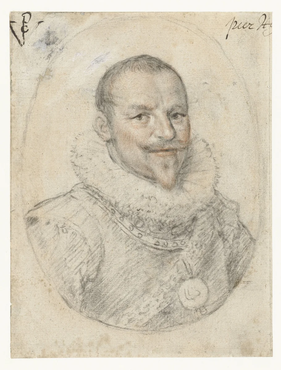 Portret van Piet Hein (1577-1629) by Crispijn van de Passe, drawing, 1624