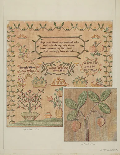 Sampler by Alfred Walbeck, index of american design, 1937