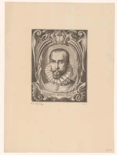Portret van Federico Bonaventura op 47-jarige leeftijd by Matthäus Greuter, print, 1602