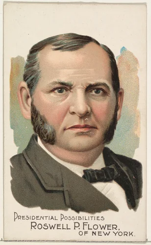 Roswell P. Flower of New York, from the Presidential Possibilities series (N124) issued by Duke Sons & Co. to promote Honest Long Cut Tobacco by W. Duke, Sons & Co., print, 1888