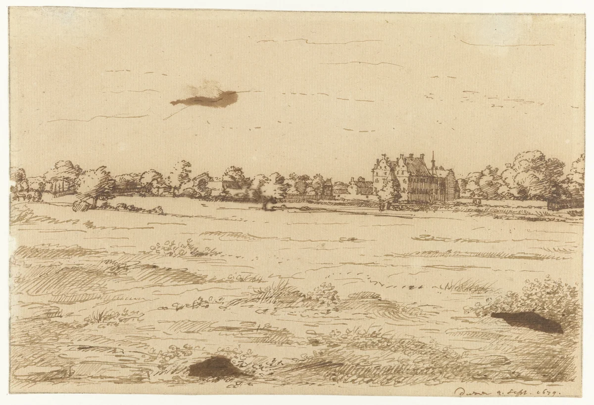 Jachtslot te Dieren by Constantijn Huygens, drawing, 1679