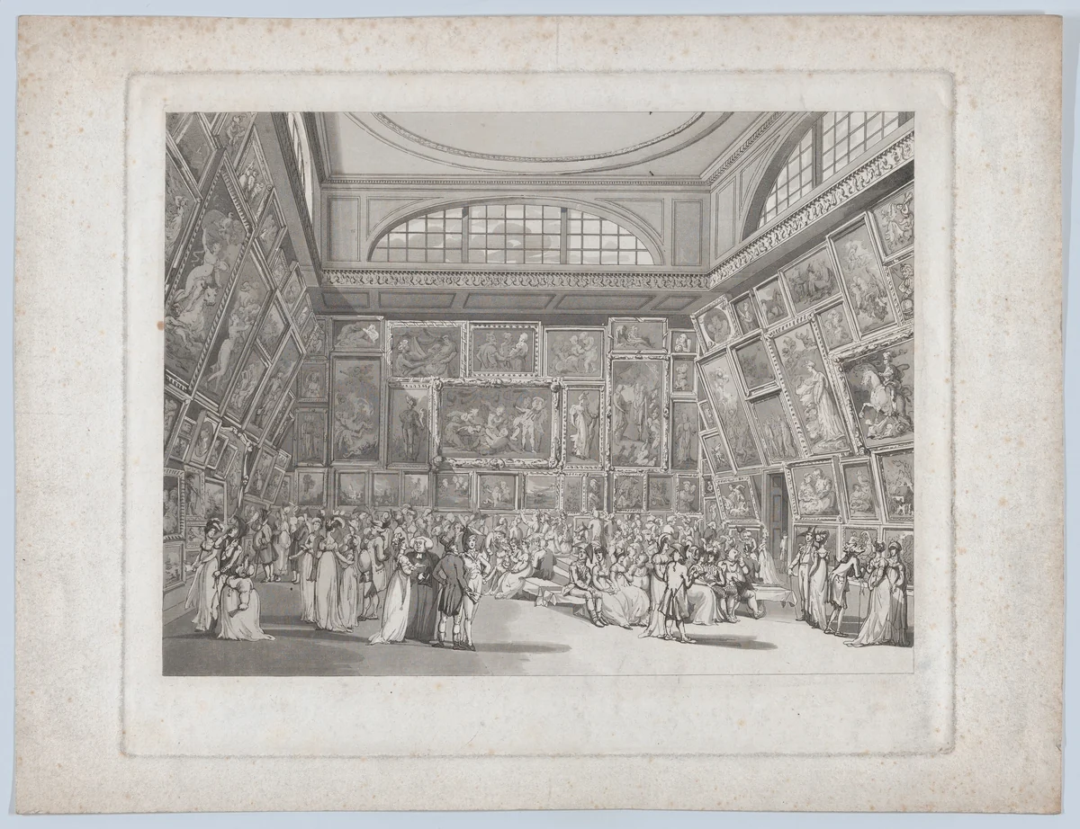 Exhibition Room, Somerset House by Thomas Rowlandson, print, 1808