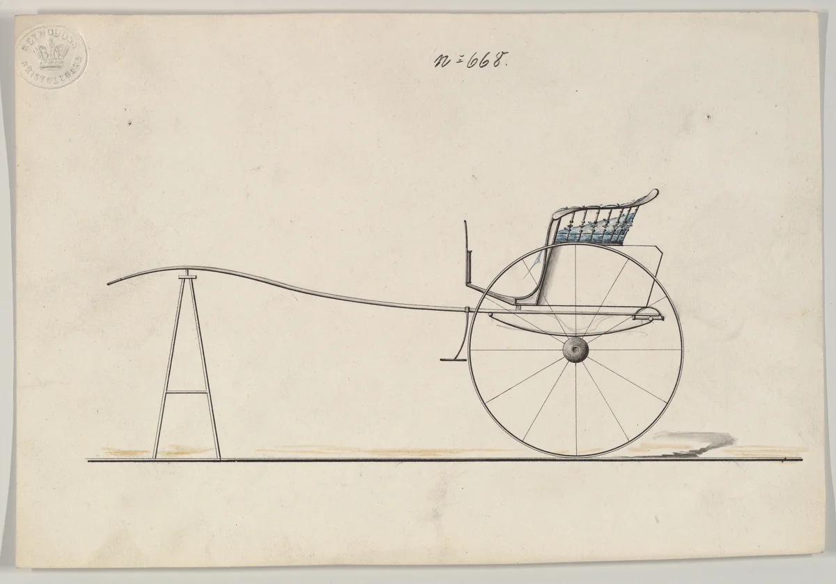 Gig #668 by Brewster & Co., drawing, 1860-1870
