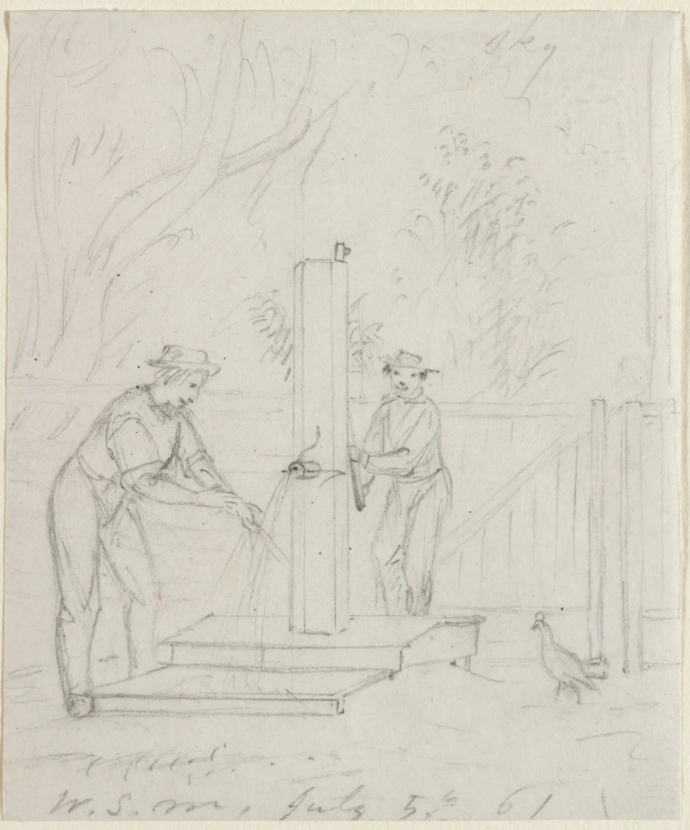 At the Pump by William Sidney Mount, drawing, 1861