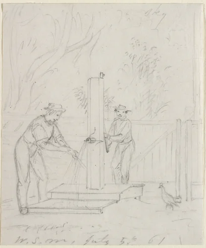 At the Pump by William Sidney Mount, drawing, 1861