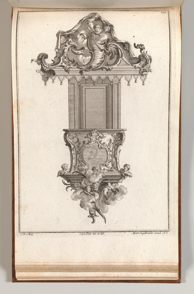 Design for a Pulpit, Plate 2 from an Untitled Series of Pulpit Designs by Carl Pier, book, 1745-1755