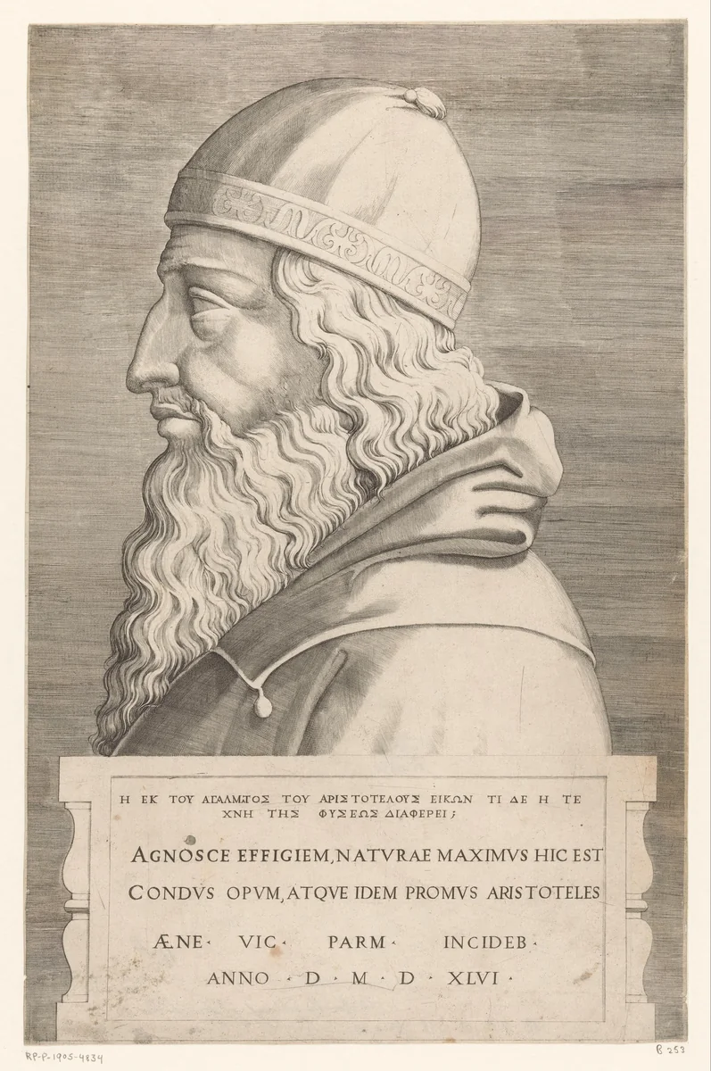 Buste van Aristoteles by Unknown, print, 1546