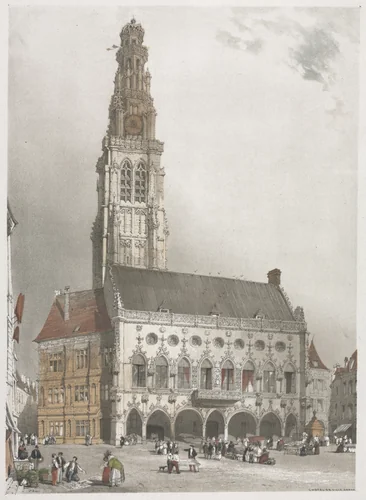 Picturesque Architecture in Paris, Ghent, Antwerp, Rouen: L'Hôtel de Ville, Arras, France by Thomas Shotter Boys, other, 1839