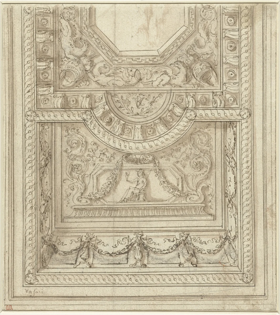 Ontwerp voor een plafond by Unknown, drawing, 1521-1574