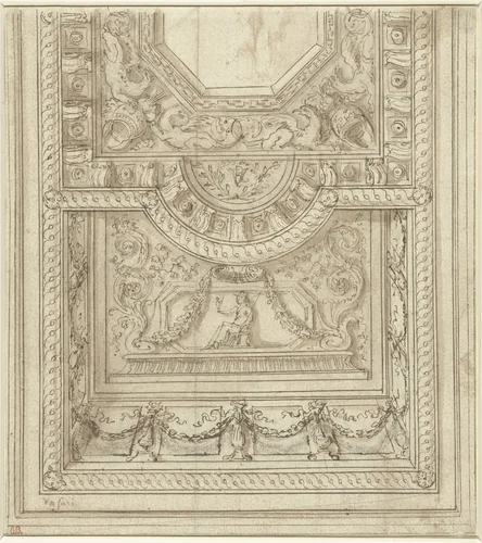 Ontwerp voor een plafond by Unknown, drawing, 1521-1574