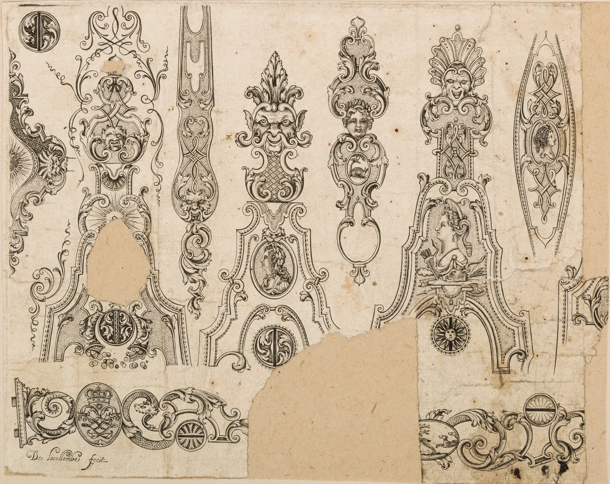 Plate Three from Nouveavx Desseins D'Arquebvseries by De Lacollombe, print, 1705-1755