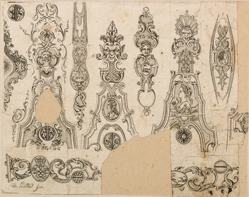Plate Three from Nouveavx Desseins D'Arquebvseries by De Lacollombe, print, 1705-1755