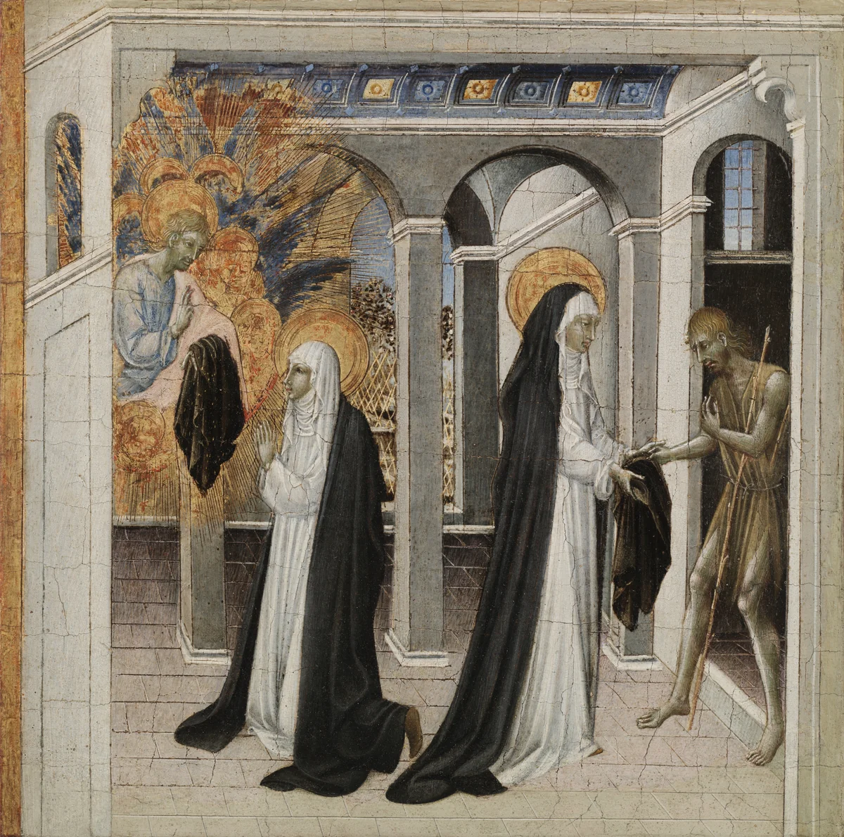 St. Catherine of Siena and the Beggar by Giovanni di Paolo, painting, 1460-1469