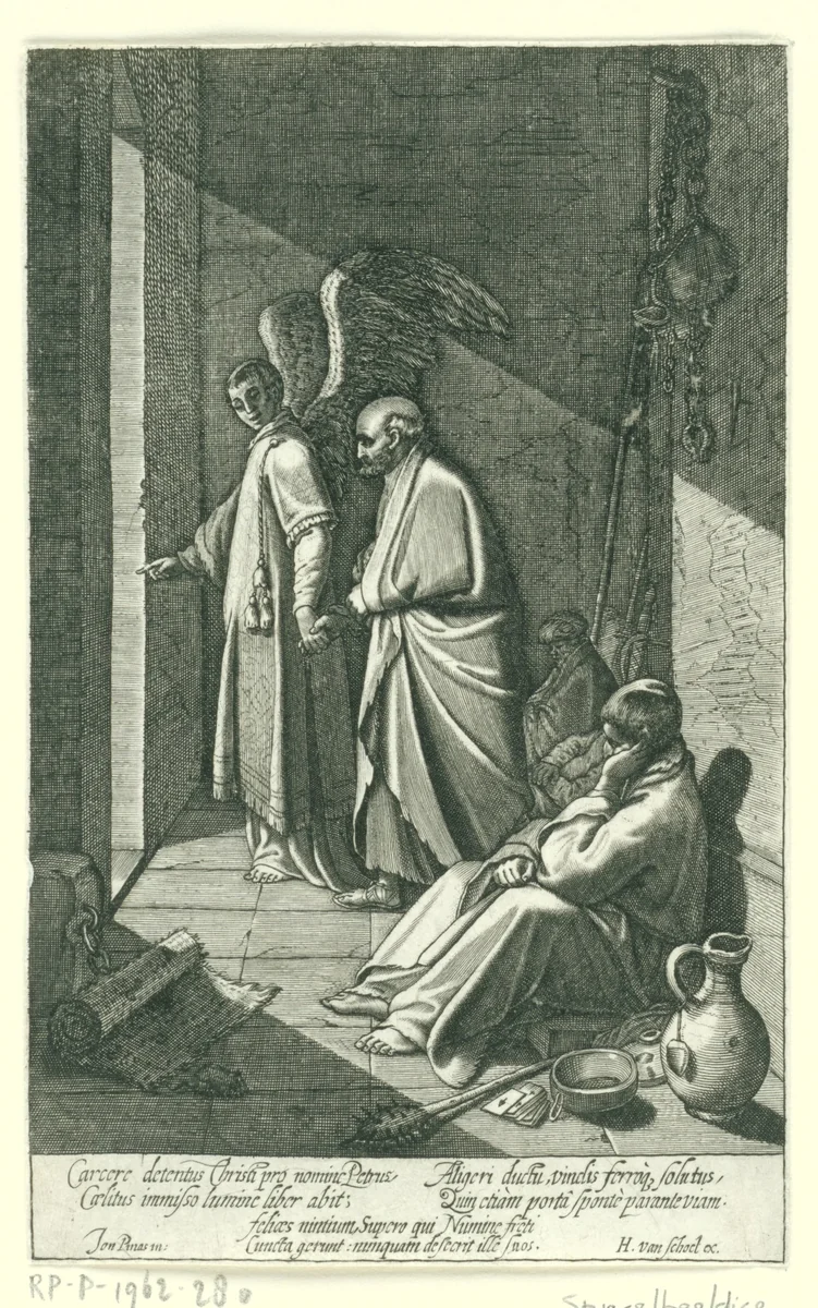 Bevrijding van Petrus by anonymous, print, 1596-1622