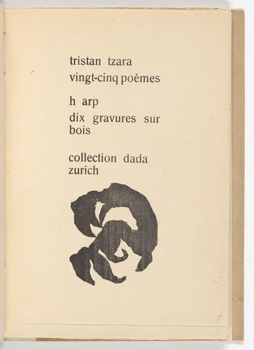 Title-page from Twenty-five Poems (Vingt-cinq poèmes) by Jean Arp, illustrated book, 1918