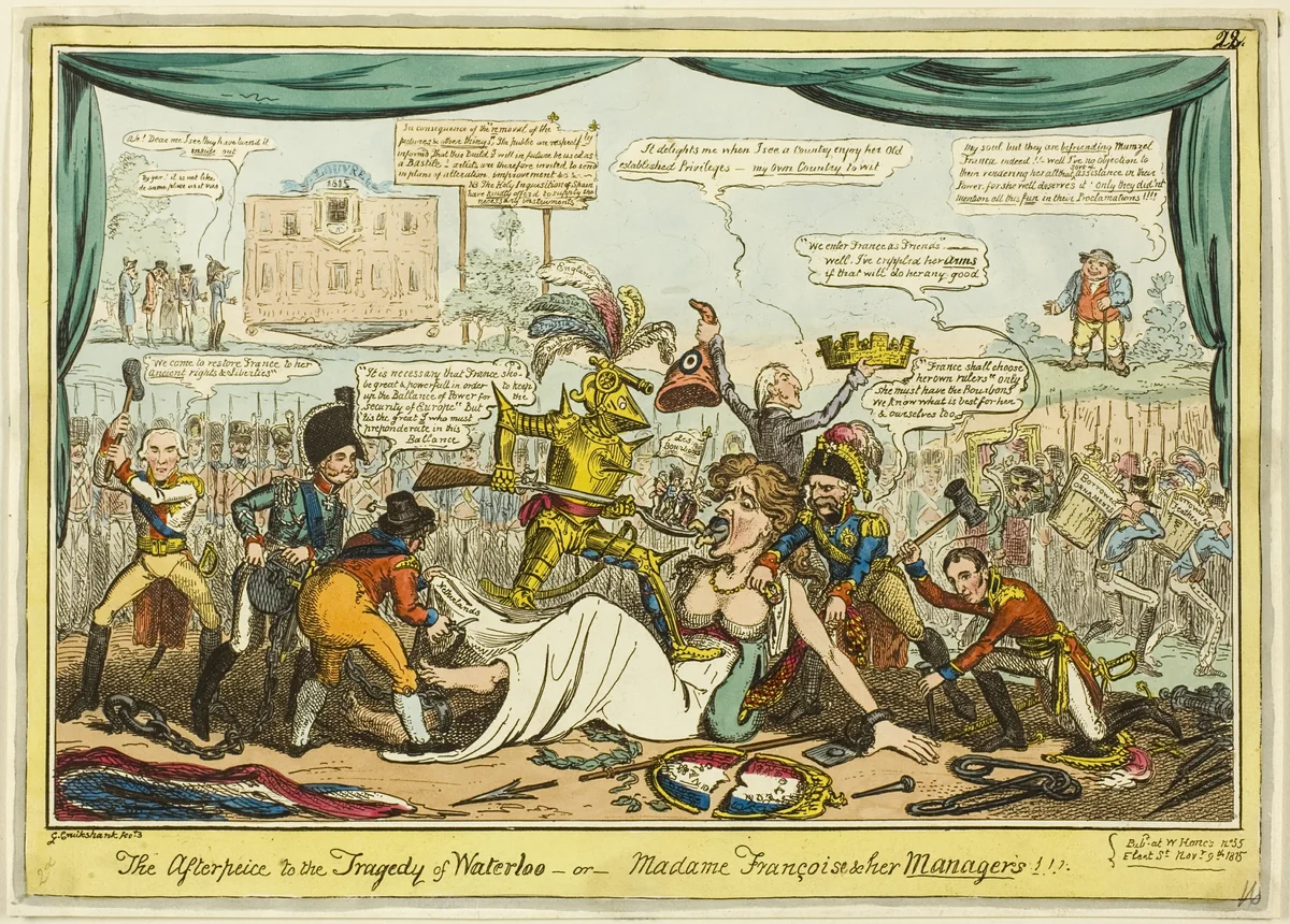 The Afterpiece to the Tragedy of Waterloo by George Cruikshank, print, 1815