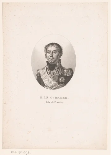 Portret van Nicolas Léonard Beker by Ambroise Tardieu, print, 1820-1821