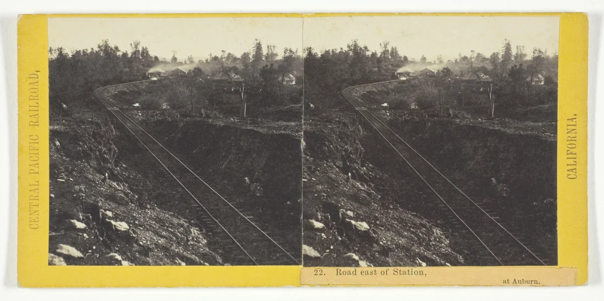 Road East of Station, at Auburn, No. 22 from the series "Central Pacific Railroad, California" by Alfred Hart, photograph, 1864-1869