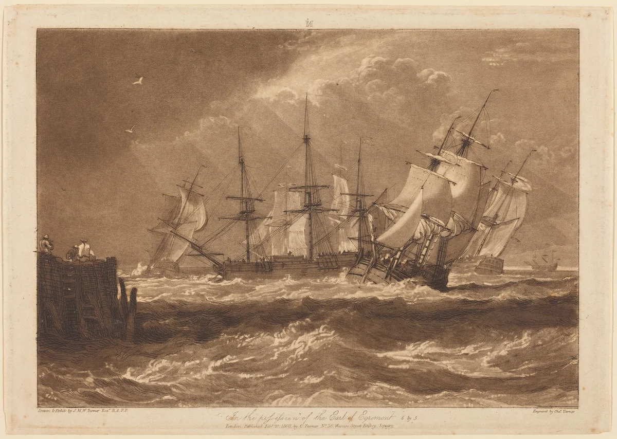 Ships in a Breeze by Joseph Mallord William Turner, print, 1808