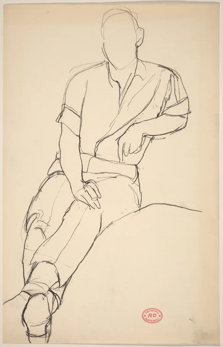 Untitled [seated man with his legs extended] by Richard Diebenkorn, drawing, 1955-1967