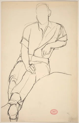 Untitled [seated man with his legs extended] by Richard Diebenkorn, drawing, 1955-1967