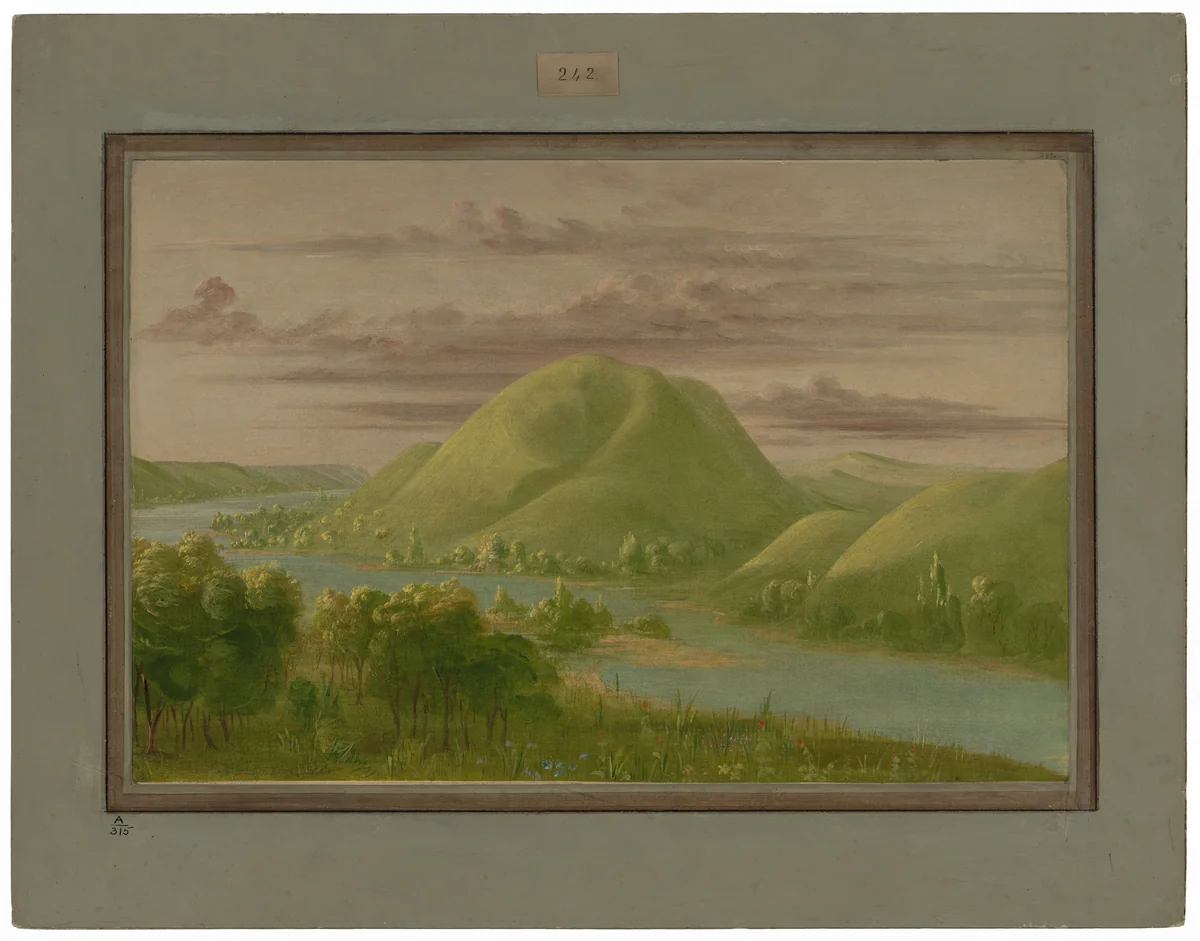 Curious Grassy Bluffs, St. Peter's River by George Catlin, painting, 1861-1869