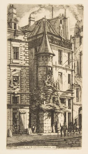 House with a Turret, rue de la Tixéranderie, Paris by Charles Meryon, print, 1852