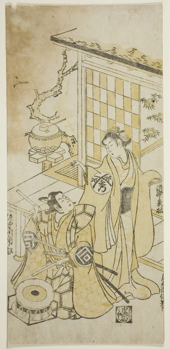 The Actors Takinaka Hidematsu I and Sanogawa Ichimatsu I by Torii Kiyonobu II, print, 1740-1750