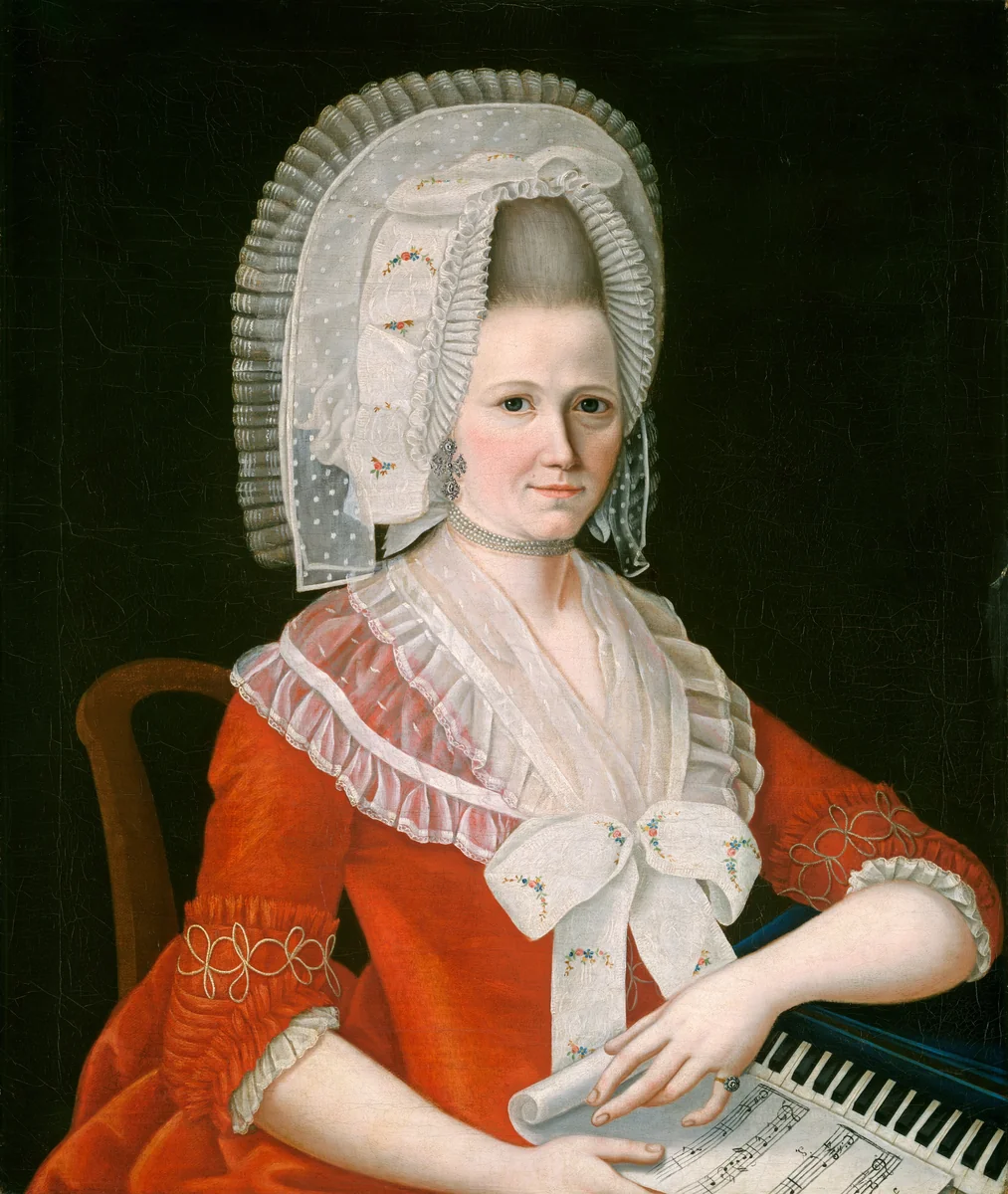 Lady Wearing a Large White Cap by American 18th Century, painting, 1780