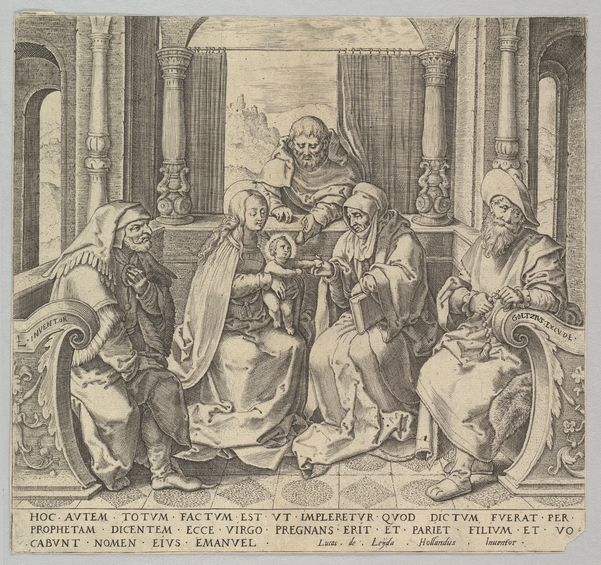 The Holy Kindred, (Virgin and Child with Joseph, Anne and Two Male Saints) (copy) by Lucas van Leyden, print, 1489-1959