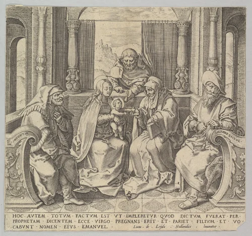 The Holy Kindred, (Virgin and Child with Joseph, Anne and Two Male Saints) (copy) by Lucas van Leyden, print, 1489-1959