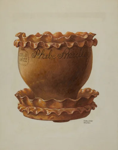 Pa. German Flower Pot and Saucer by Ethelbert Brown, index of american design, 1941