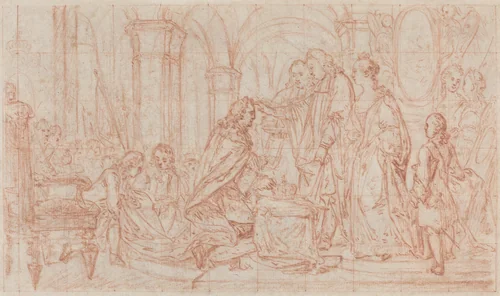 Ceremony of Consecration by French 18th Century, drawing, 1700-1799