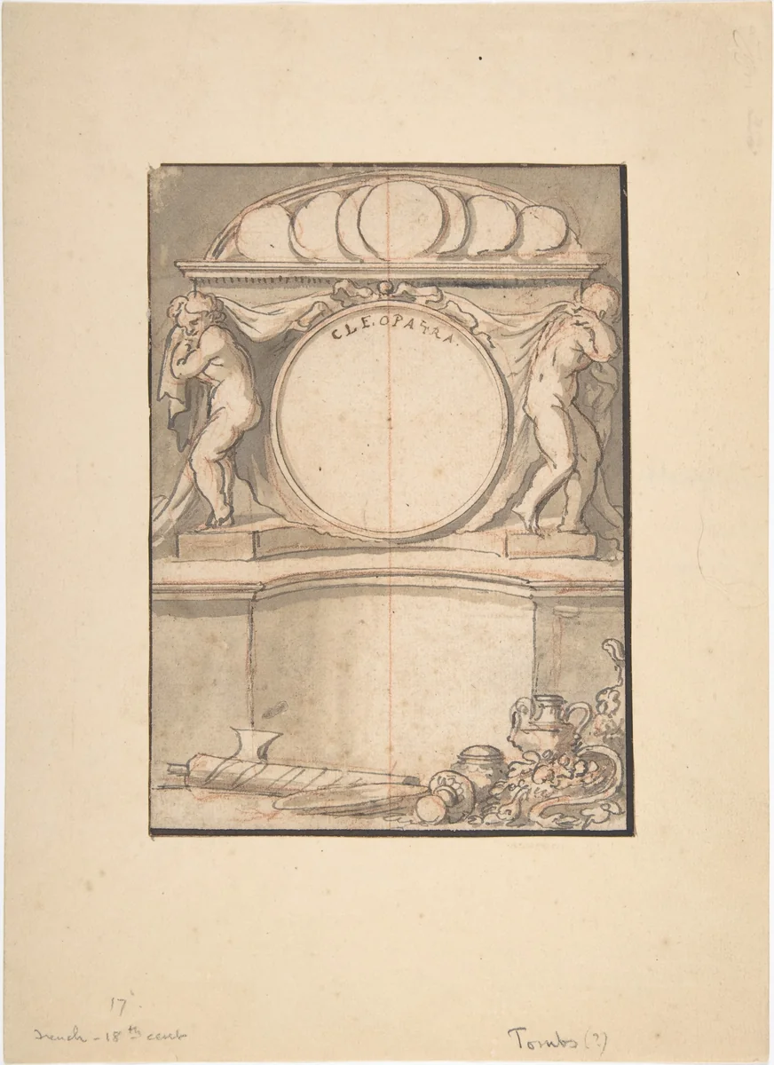 Drawing for a Book Illustration--Cleopatra by anonymous, drawing, 1700-1800