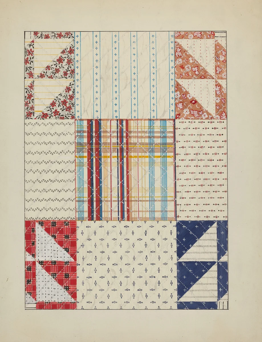 Quilt Patchwork by Margaret Linsley, index of american design, 1937
