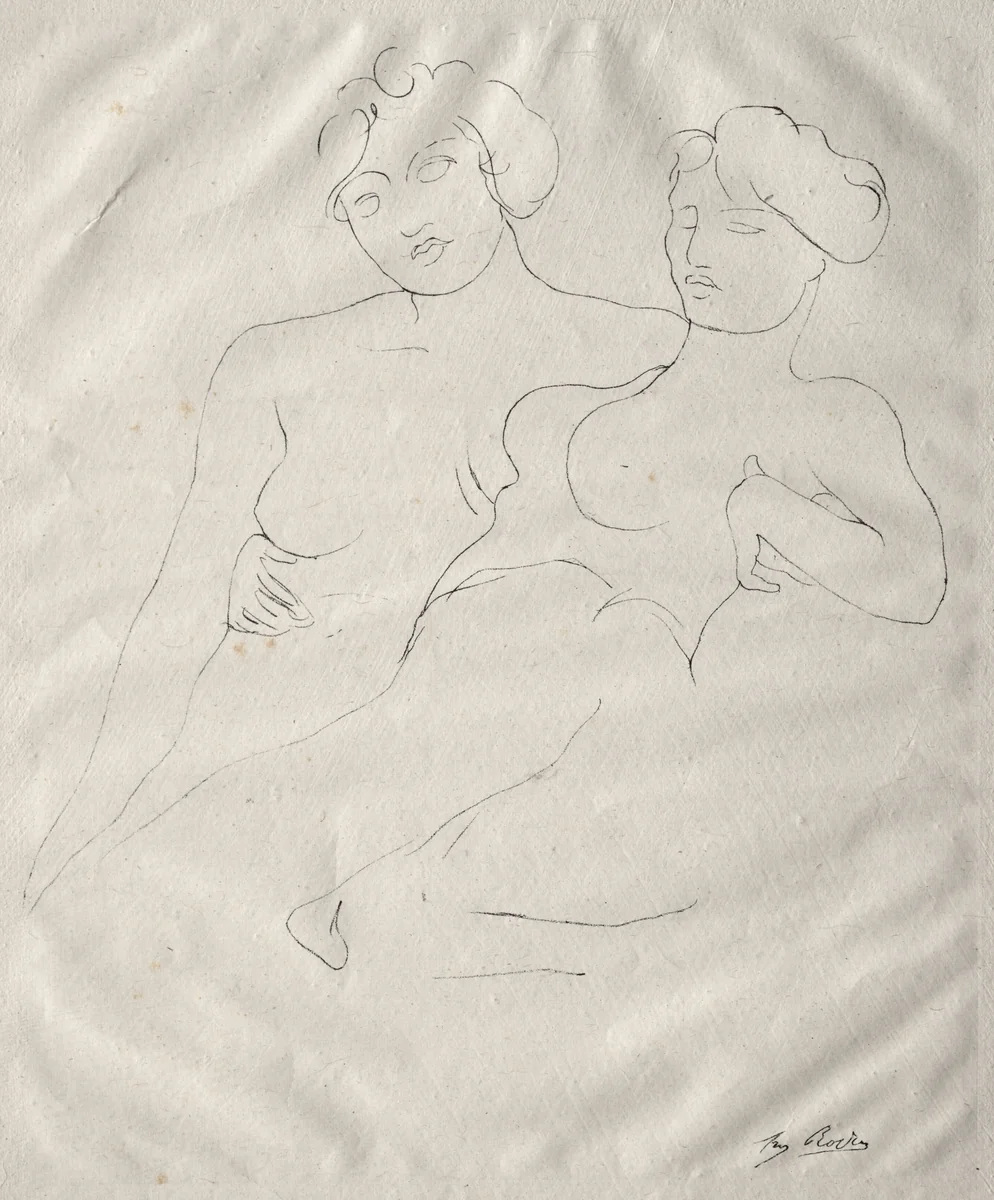 Two Figures by Auguste Rodin, print, 1857-1917