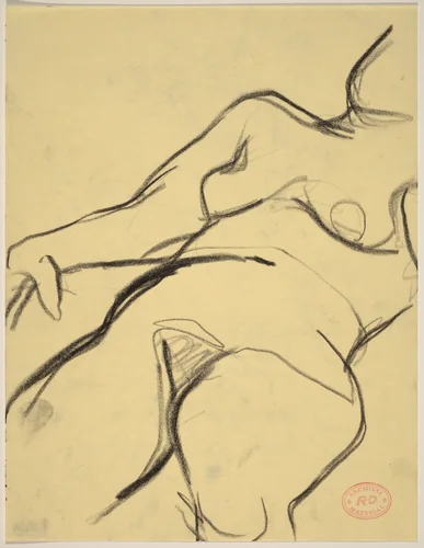 Untitled [torso of a reclining female nude] by Richard Diebenkorn, drawing, 1955-1967