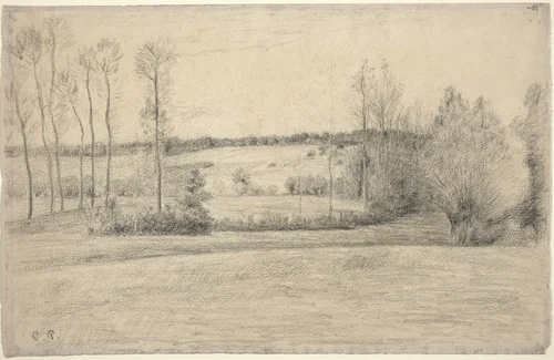 Trees and Meadows at Eragny by Camille Pissarro, drawing, 1895-1900
