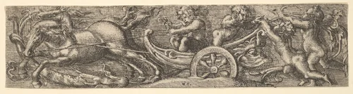 A scallop shell chariot by William Carter, print, 1654