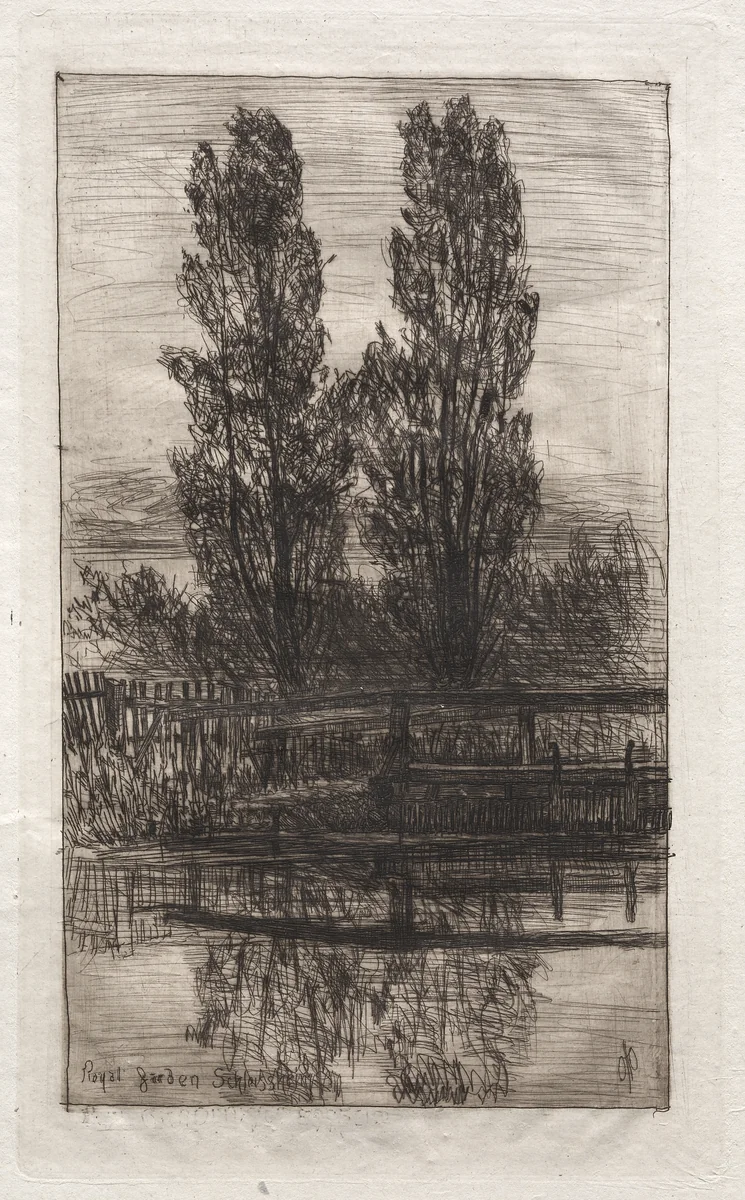 Poplars, Royal Garden, Schleissheim by Otto H. Bacher, print, 1879