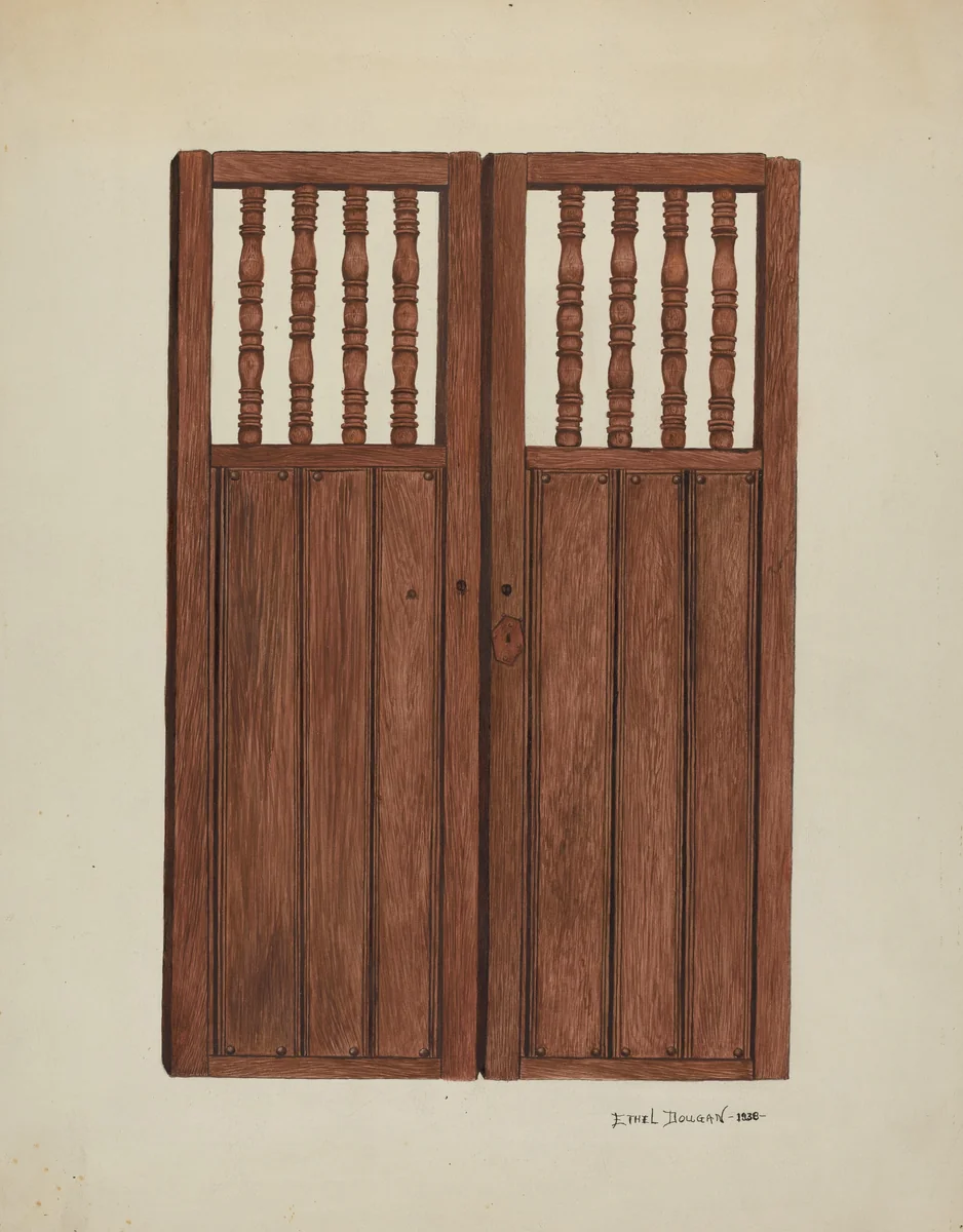 Doors to Baptistry - Mission San Juan Bautista by Ethel Dougan, index of american design, 1938