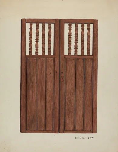 Doors to Baptistry - Mission San Juan Bautista by Ethel Dougan, index of american design, 1938
