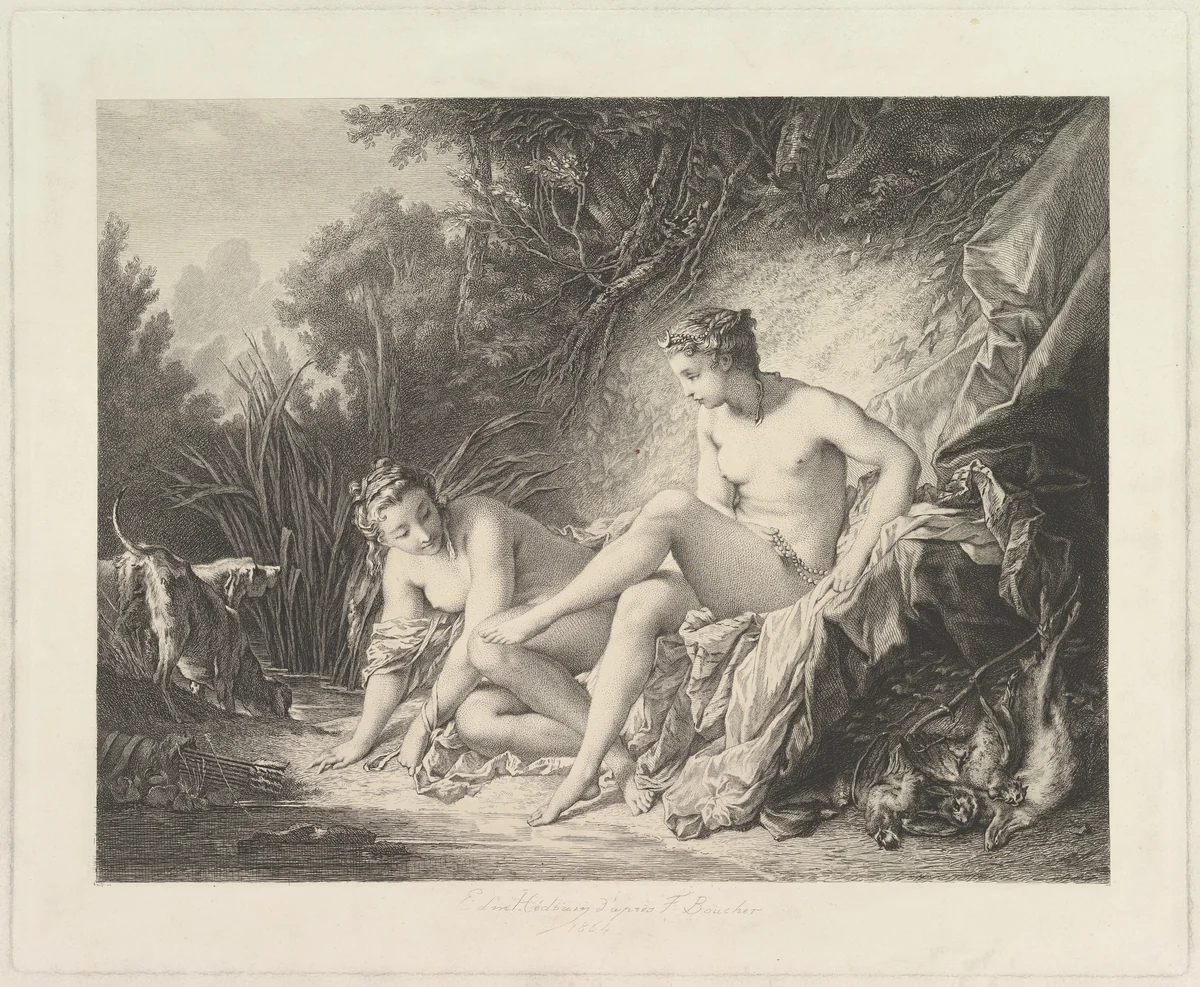 Diana Sourtant du Bain (Diana Leaving the Bath) by Edmond Hédouin, print, 1864