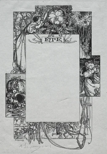 Paris Almanac, 1897: Decorative Border, Summer by Auguste Louis Lepère, print, 1897