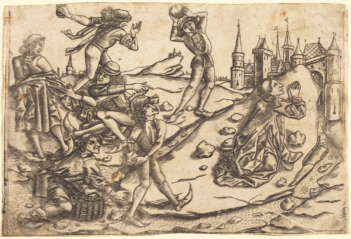 The Stoning of Saint Stephen by Israhel van Meckenem, print, 1470-1475