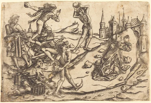 The Stoning of Saint Stephen by Israhel van Meckenem, print, 1470-1475