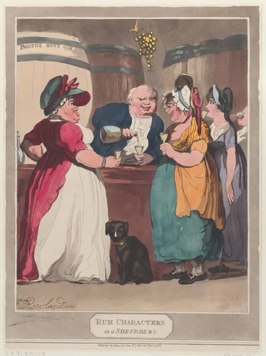 Rum Characters in a Shrubbery by Thomas Rowlandson, print, 1808