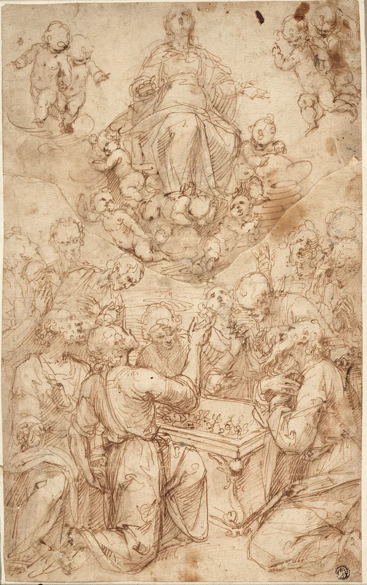Assumption of the Virgin by Guglielmo Caccia, drawing, 1583-1625