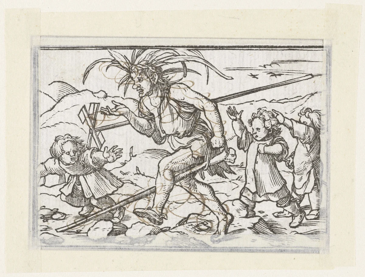 Dwaas wordt uitgelachen by Hans Holbein, print, 1538-1543
